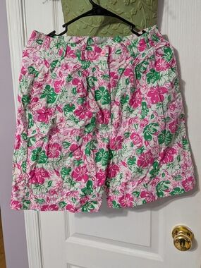 Lilly Pulitzer Pink & Green Floral Cotton Shorts